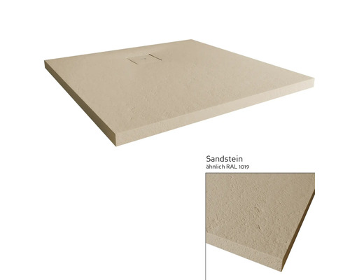 Vierkante douchebak van zandsteen met afvoer