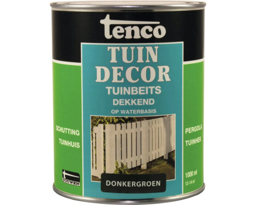 TENCO Tuindecor beits dekkend donkergroen 1 l Tenco Tuindecor tuinbeits, dekkend op waterbasis, 1000 ml blik