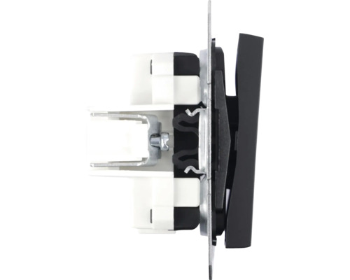 Detailaanzicht van een zwarte schakelaar voor elektrische installaties