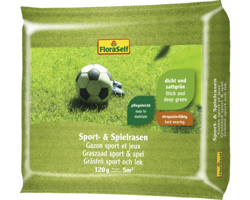 FLORASELF Graszaad sport & spel 120 gram 5 m² Verpakking sport- en speelgazon met voetbal en schoen