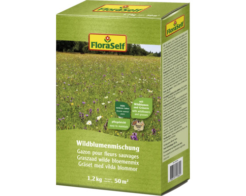 FLORASELF Graszaad wilde bloemenmix 1 kg 50 m² FloraSelf Wilde bloemenmengsel, 1,2 kilogram voor 50 vierkante meter
