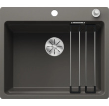 Donkergrijze gootsteen met afdruiprek