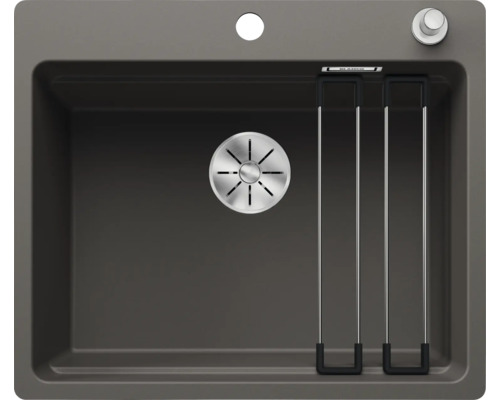 BLANCO Spoelbak Etagon 6-F vulkaangrijs 50,1x59,1 cm Donkergrijze gootsteen met afdruiprek