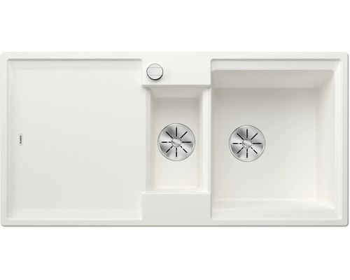 Spoelbak met afdruiprek en twee wasbakken