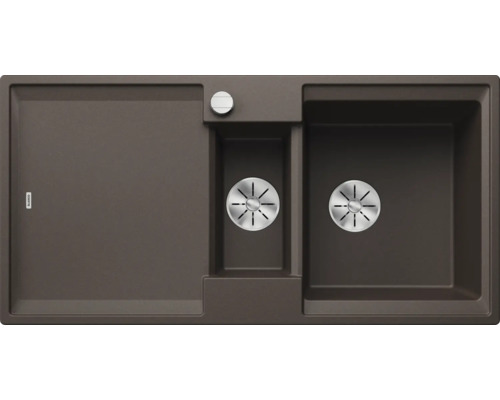 Silgranit spoelbak met afdruiprek en twee bakken