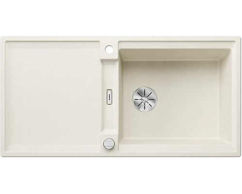 Beige spoelbak met afdruiprek en afvoergarnituur