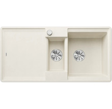 Spoelbak van silgranit met afdruiprek en twee bassins