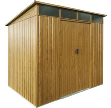 Metalen tuinhuis met houtlook en dubbele deur