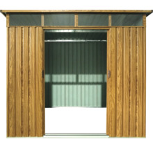 Tuinhuis met open schuifdeuren