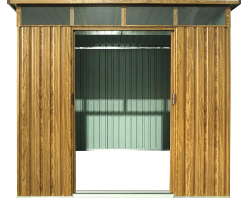 Tuinhuis met open schuifdeuren