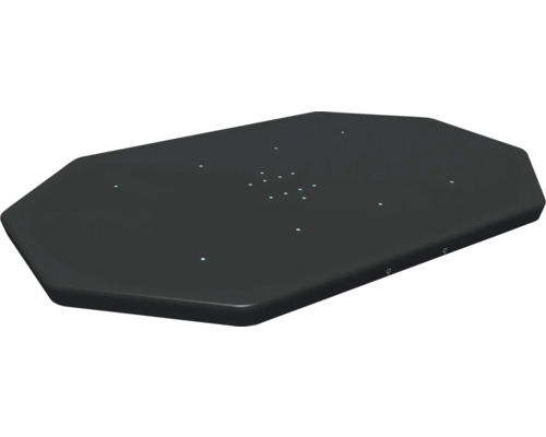 Zwart, achthoekig drijvend eiland voor het zwembad