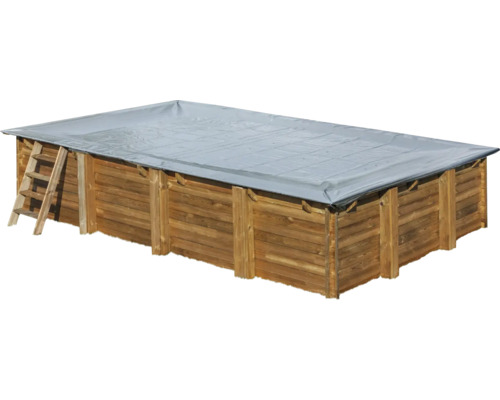 Houten zwembad met afdekking en ladder