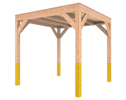 Houten tuinpaviljoen met balken en palen