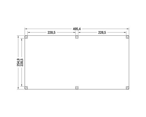 Technische tekening van een rechthoek met maatvoering in millimeters
