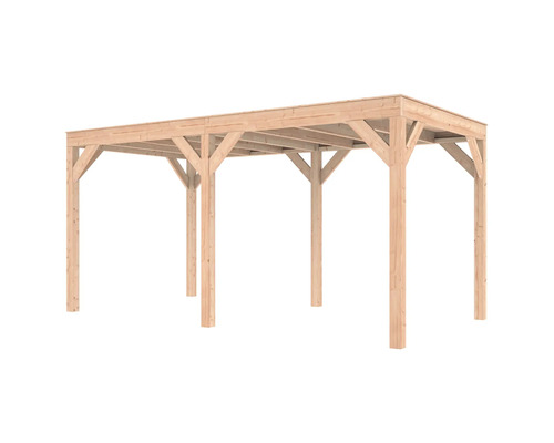 Houten carport met plat dak
