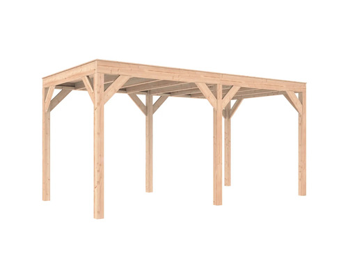 Houten carport met zes palen