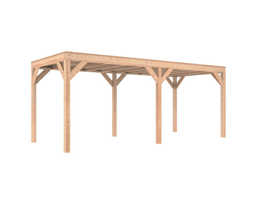 Houten pergola met zes palen voor de tuin