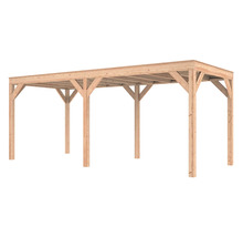 Houten carportconstructie met meerdere palen