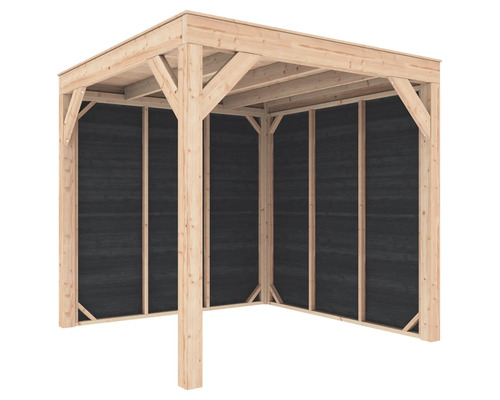 Houten tuinpaviljoen met zwarte panelen
