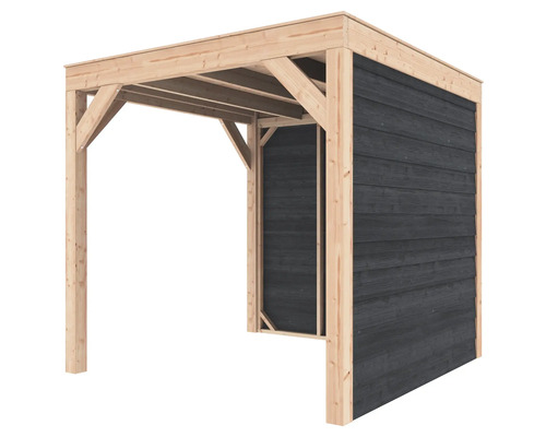 Houten pergola met zijwand voor de tuin