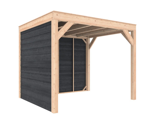 Houten carport met zijwand