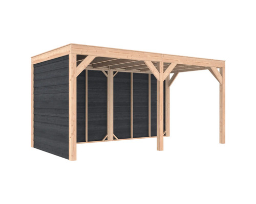 Houten carport met achterwand