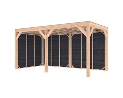 Houten carport met achterwand
