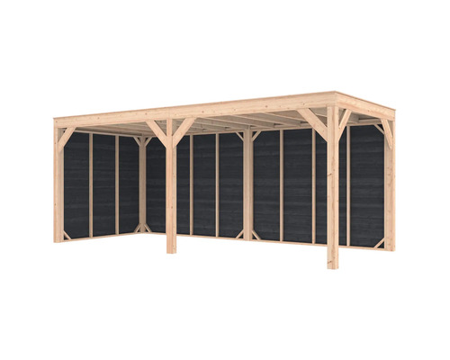 Houten carport met houten wanden