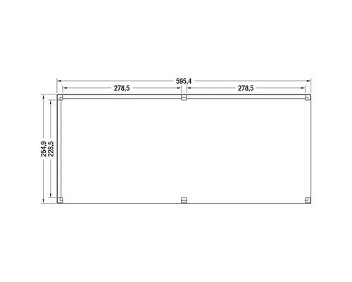 Technische tekening van een rechthoek met afmetingen