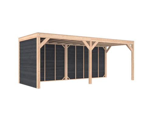 Houten carport met zijwand voor voertuigbescherming