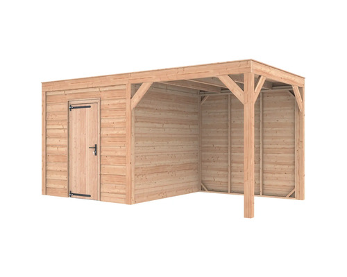 Houten garage met gereedschapsschuur