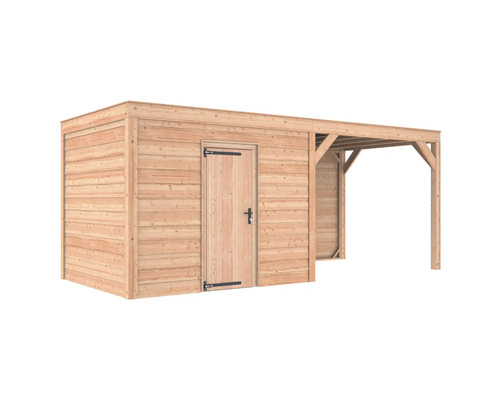 Houten tuinhuis met aanbouw