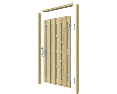 Compleet houten hek met fittingen, slot en palen