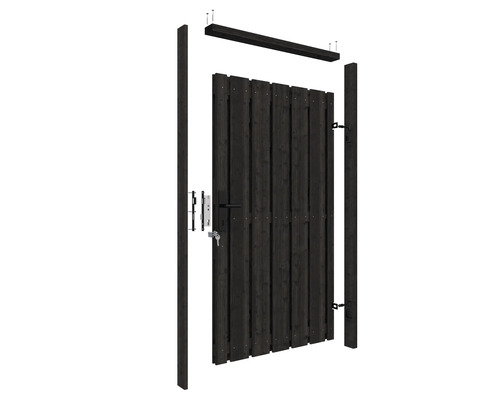 Houten schuttingpoort met frame en beslag