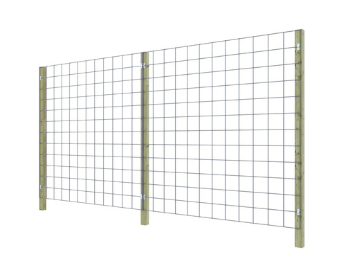 Tuinafscheiding met houten palen en draadgaas