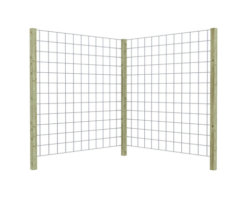 Tuinhek met houten palen en draadgaas