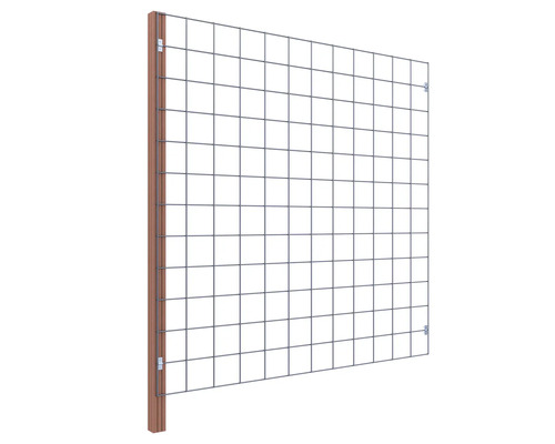 Metalen gaashekwerk met houten palen