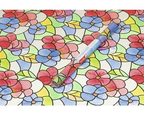 Rol transparante raamfolie met bloemmotief
