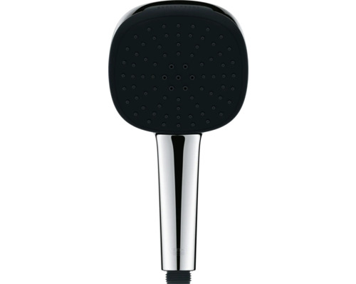 Handdouche met chromen handvat en zwarte douchekop