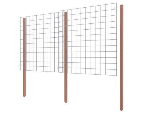 Draadhek met houten palen voor de tuin