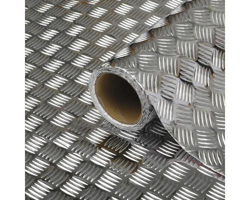 D-C-FIX Plakfolie metallic ribbeleffect hoogglans zilver 67,5x150 cm Rol zelfklevende decoratiefolie met traanplaatmotief