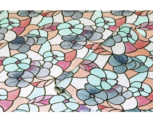 D-C-FIX Raamfolie statisch Lisboa Spring bloemen groen 45x150 cm Decoratieve folie met bloemmotief op rol