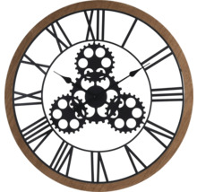 Decoratieve wandklok met tandwielmotief en Romeinse cijfers