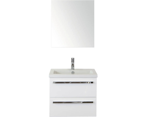 SANOX Badkamermeubelset Seville 61x170x45,5 cm wastafel incl. spiegelkast wit hoogglans