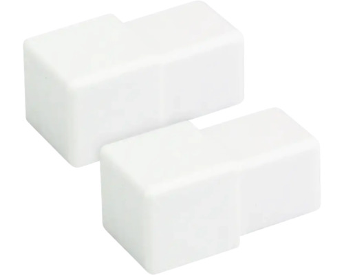 Twee witte kabelgooteindstukken