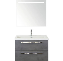 Wastafelonderkast met wastafel en spiegel met verlichting voor de badkamer
