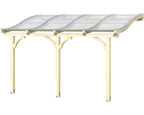 Houten carport met golvend dak