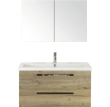 Wastafelmeubel met twee laden, wastafel en spiegelkast