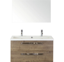 Wastafel met onderkast en spiegel voor de badkamer