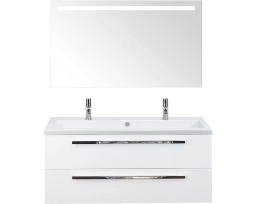 SANOX Badkamermeubelset Seville 121x170x45,5 cm wastafel incl. spiegel met verlichting wit hoogglans